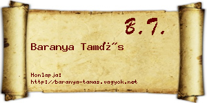 Baranya Tamás névjegykártya